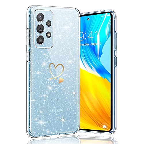 CaseLover Hülle für Samsung Galaxy A13 4G/A13 5G, Glitzer Transparent Handyhülle Cute Herz Muster Galvanik Ultra Dünn Weich TPU Silikon Mädchen Schutzhülle Stoßfeste Case für Samsung A13 5G, Clear B von CaseLover