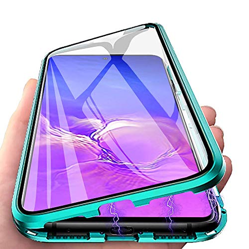 CaseLover Hülle für Samsung Galaxy S22 5G, Magnetic Adsorption Handyhülle für Samsung S22 5G, 2 in 1 Einteiliges 360 Grad Schutzhülle mit Gehärtetem Glas Metall Stoßfest Flip Case Cover, Grün von CaseLover