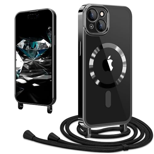 CaseLover Magnetische Handykette kompatibel iPhone 13 Hülle mit Band Klare Silikon Necklace Handyhülle mit Kordel zum Umhängen Stossfest mit Kameraschutz Bumper Schutzhülle für iPhone 13, Schwarz CaseLover Magnetische Handykette kompatibel iPhone 13 Hülle mit Band Klare Silikon Necklace Handyhülle mit Kordel zum Umhängen Stossfest mit Kameraschutz Bumper Schutzhülle für iPhone 13, Schwarz von CaseLover
