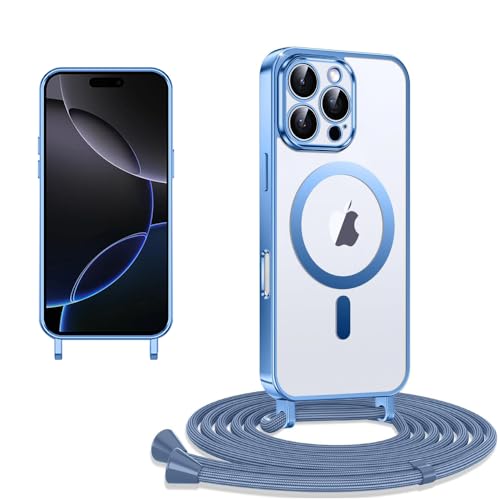 CaseLover Magnetische Handykette kompatibel iPhone 15 Pro Max Hülle mit Band, Klare Silikon Necklace Handyhülle mit Kordel zum Umhängen Stossfest Kameraschutz Schutzhülle für iPhone 15 Pro Max, Blau CaseLover Magnetische Handykette kompatibel iPhone 15 Pro Max Hülle mit Band, Klare Silikon Necklace Handyhülle mit Kordel zum Umhängen Stossfest Kameraschutz Schutzhülle für iPhone 15 Pro Max, Blau von CaseLover