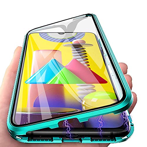 CaseLover für Samsung A32 5G Hülle, Handyhülle für Samsung Galaxy A32 5G Hülle Magnetic Adsorption, 360 Grad Komplettschutz Schutzhülle Doppelseitige Aus Gehärtetem Glas Metall Flip Tasche Case, Grün von CaseLover