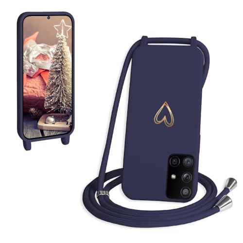 Handykette für Samsung Galaxy A71 4G Hülle mit Band, CaseLover Herz Muster Silikon Necklace Handyhülle mit Abnehmbar Kordel zum Umhängen Stossfest Bumper Handy Schutzhülle für Samsung A715F, Navy Blau Handykette für Samsung Galaxy A71 4G Hülle mit Band, CaseLover Herz Muster Silikon Necklace Handyhülle mit Abnehmbar Kordel zum Umhängen Stossfest Bumper Handy Schutzhülle für Samsung A715F, Navy Blau von CaseLover