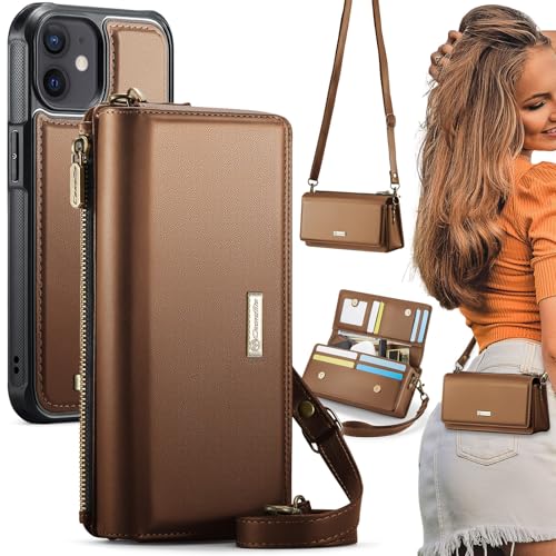CaseMe 2-in-1 abnehmbare Schutzhülle für iPhone 12 Pro Max, Crossbody-Brieftaschen-Schutzhülle mit RFID-Blockierung, 10 Kartenhalter für Damen, PU-Lederband, Reißverschluss, Geldbörse, Handyhülle für CaseMe 2-in-1 abnehmbare Schutzhülle für iPhone 12 Pro Max, Crossbody-Brieftaschen-Schutzhülle mit RFID-Blockierung, 10 Kartenhalter für Damen, PU-Lederband, Reißverschluss, Geldbörse, Handyhülle für von CaseMe