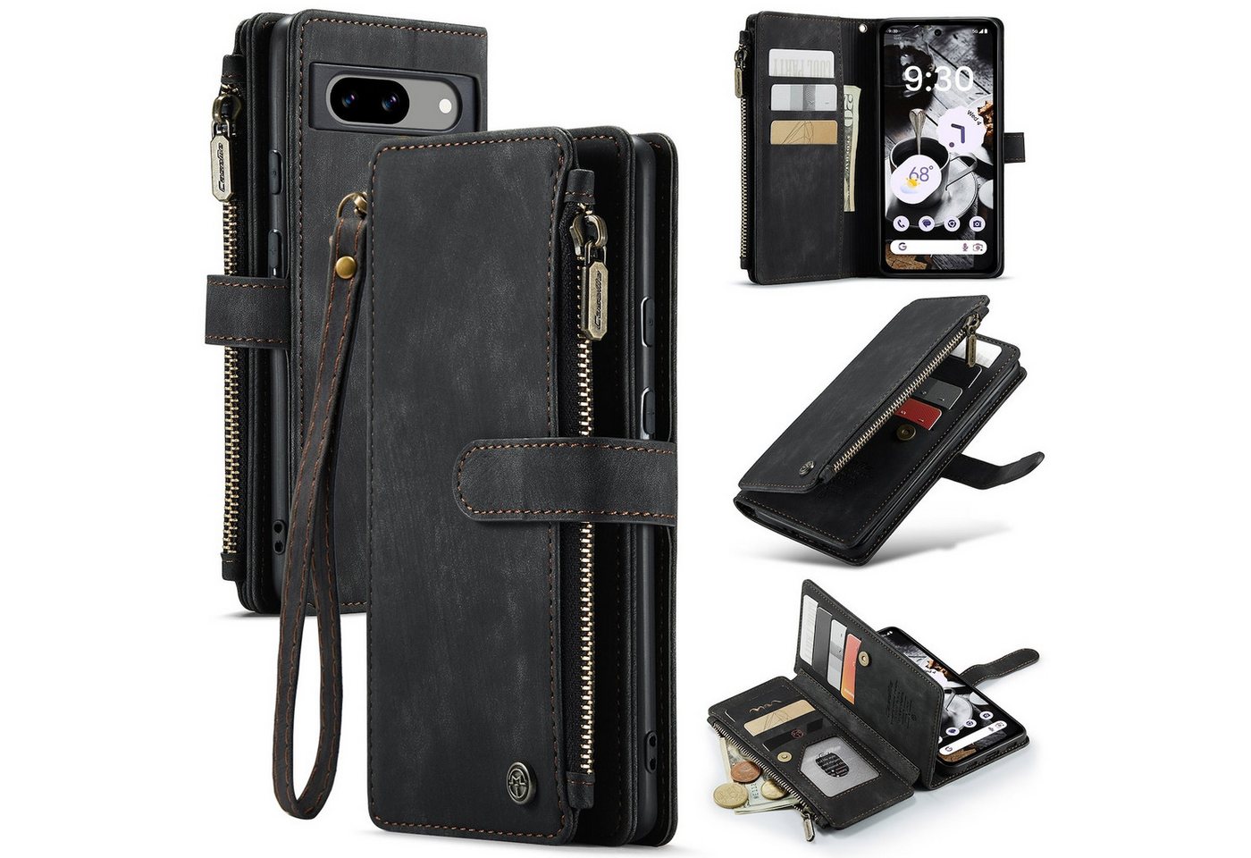 CaseMe Handyhülle Für Google Pixel 8a Kunstleder Multifunktion Wallet Tasche Schwarz, Kunst-Leder Schutz Tasche Smart Case Multifunktion CaseMe Handyhülle Für Google Pixel 8a Kunstleder Multifunktion Wallet Tasche Schwarz, Kunst-Leder Schutz Tasche Smart Case Multifunktion von CaseMe