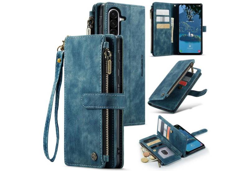 CaseMe Handyhülle Für Samsung Galaxy A56 / A36 Kunstleder Multifunktion Tasche Case Blau, Kunst-Leder Schutz Tasche Smart Case Multifunktion von CaseMe
