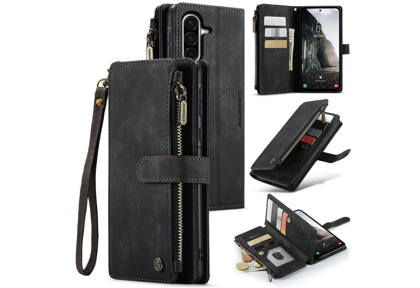CaseMe Handyhülle Für Samsung Galaxy A56 / A36 Kunstleder Multifunktion Tasche Schwarz, Kunst-Leder Schutz Tasche Smart Case Multifunktion CaseMe Handyhülle Für Samsung Galaxy A56 / A36 Kunstleder Multifunktion Tasche Schwarz, Kunst-Leder Schutz Tasche Smart Case Multifunktion von CaseMe