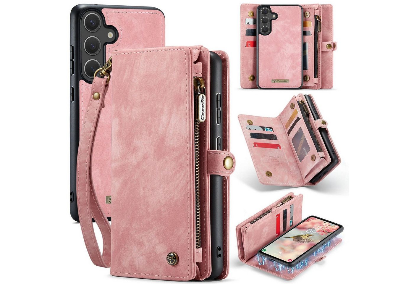 CaseMe Handyhülle Für Samsung Galaxy S25 5G Kunstleder Multifunktion Tasche Hülle Pink, Kunst-Leder Schutz Tasche Smart Case Multifunktion CaseMe Handyhülle Für Samsung Galaxy S25 5G Kunstleder Multifunktion Tasche Hülle Pink, Kunst-Leder Schutz Tasche Smart Case Multifunktion von CaseMe