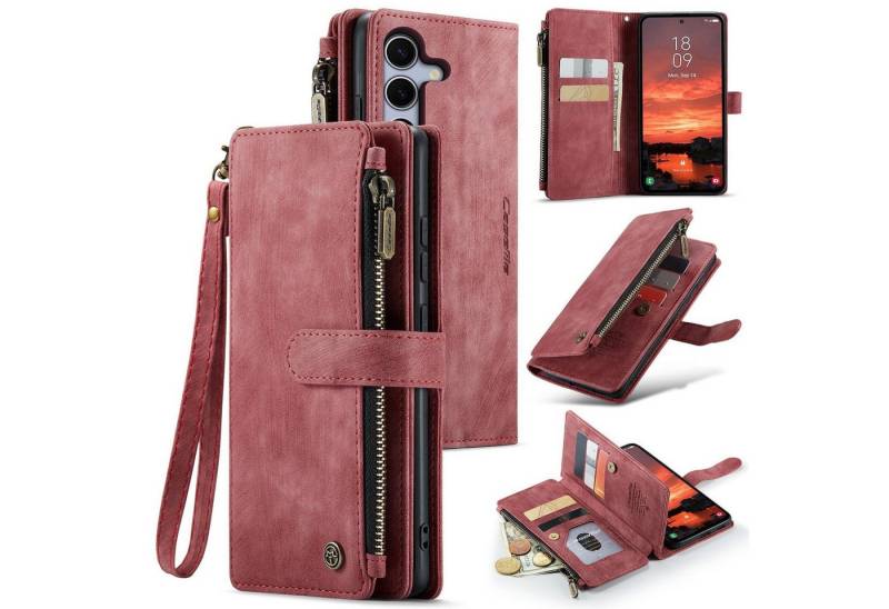 CaseMe Handyhülle Für Samsung Galaxy S25 Plus Kunstleder Multifunktion Tasche Hülle Case, Kunst-Leder Schutz Tasche Smart Case Multifunktion von CaseMe