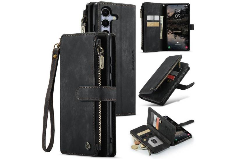 CaseMe Handyhülle Für Samsung Galaxy S25 Plus Kunstleder Multifunktion Tasche Hülle Case, Kunst-Leder Schutz Tasche Smart Case Multifunktion von CaseMe
