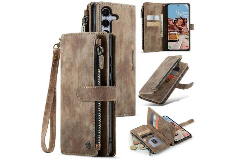 CaseMe Handyhülle Für Samsung Galaxy S25 Plus Kunstleder Multifunktion Tasche Hülle Case, Kunst-Leder Schutz Tasche Smart Case Multifunktion von CaseMe