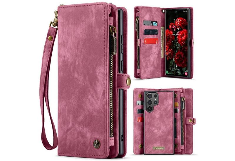 CaseMe Handyhülle Für Samsung Galaxy S25 Ultra 5G Kunstleder Multifunktion Tasche Hülle, Kunst-Leder Schutz Tasche Smart Case Multifunktion von CaseMe