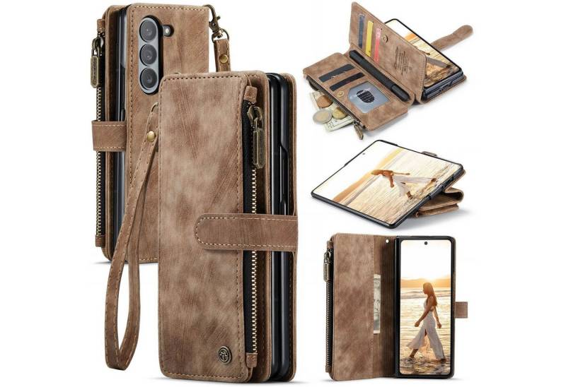 CaseMe Handyhülle Für Samsung Galaxy Z Fold6 Kunstleder Multifunktion Wallet Tasche Case, Kunst-Leder Schutz Tasche Smart Case Multifunktion von CaseMe