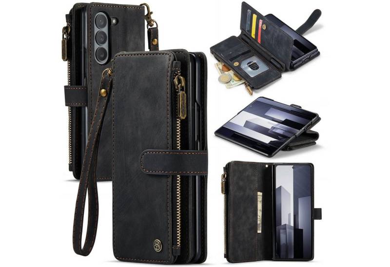 CaseMe Handyhülle Für Samsung Galaxy Z Fold6 Kunstleder Multifunktion Wallet Tasche Case, Kunst-Leder Schutz Tasche Smart Case Multifunktion von CaseMe