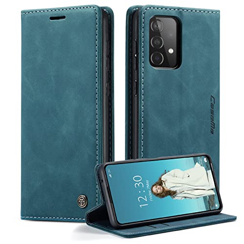 CaseMe Handyhülle für Samsung Galaxy A52S 5G/A52 4G/5G Hülle Premium Leder Klappbar Flip Case Magnet Kartenfach Standfunktion Tasche Schutzhülle für Samsung Galaxy A52S 5G/A52 4G/5G - Blaugrün von CaseMe