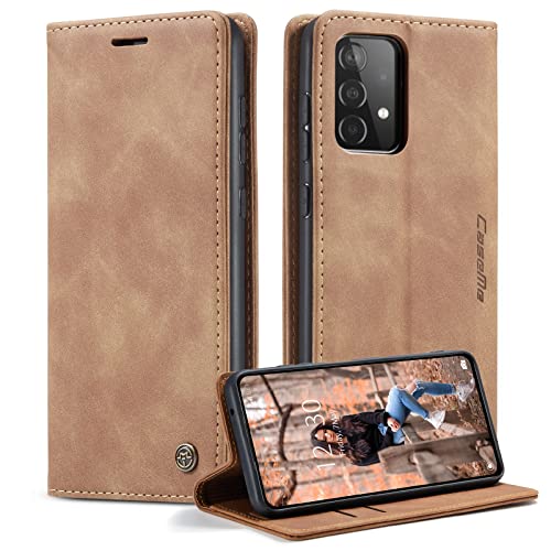 CaseMe Handyhülle für Samsung Galaxy A52S 5G Hülle für Samsung A52 4G/5G Hülle Premium Leder Klappbar Flip Case Magnet Kartenfach Tasche Schutzhülle für Galaxy A52S 5G/ A52 4G/5G - Braun von CaseMe