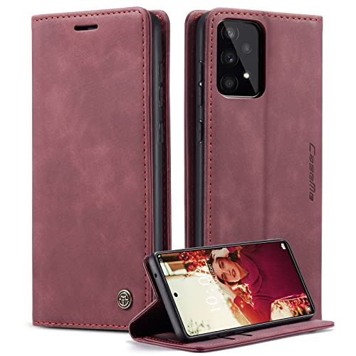 CaseMe Handyhülle für Samsung Galaxy A53 5G Hülle Premium Leder Klappbar Flip Case Magnet Kartenfach Standfunktion Tasche Schutzhülle für Samsung Galaxy A53 5G - Weinrot von CaseMe