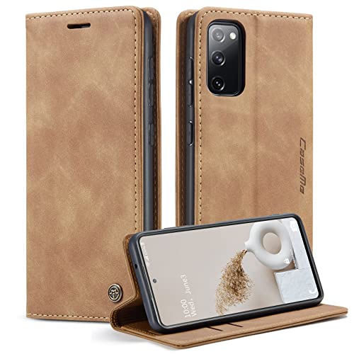 CaseMe Handyhülle für Samsung Galaxy S20 FE 5G/4G Hülle Premium Leder Klappbar Flip Case Magnet Kartenfach Standfunktion Tasche Schutzhülle für Samsung Galaxy S20 FE 5G/4G - Braun von CaseMe