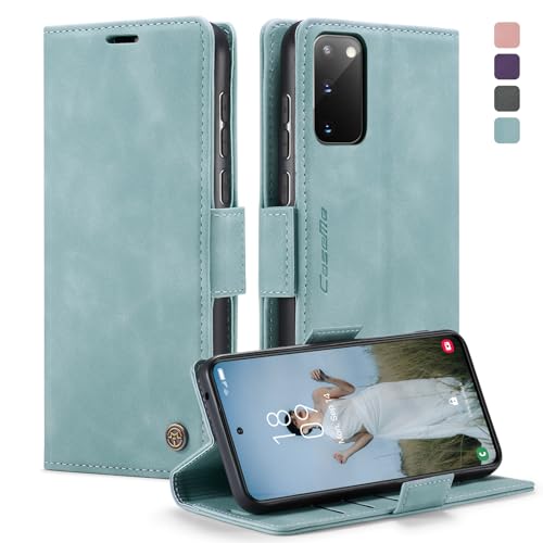 CaseMe Handyhülle für Samsung Galaxy S20 Hülle Premium Leder Klappbar Tasche RFID Schutzhülle Flip Case Magnet Kartenfach Standfunktion Klapphülle für Samsung Galaxy S20 6,2'' - HellBlau von CaseMe