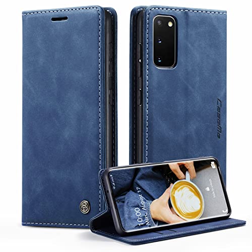 CaseMe Handyhülle für Samsung Galaxy S20 Hülle Premium Lederhülle Klappbar Flip Case Tasche Magnet Kartenfach Standfunktion Schutzhülle für Samsung Galaxy S20 6,2'' - Blau von CaseMe