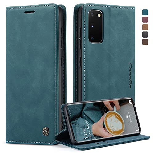 CaseMe Handyhülle für Samsung Galaxy S20 Hülle Premium Lederhülle Klappbar Flip Case Tasche Magnet Kartenfach Standfunktion Schutzhülle für Samsung Galaxy S20 6,2'' - Blaugrün von CaseMe