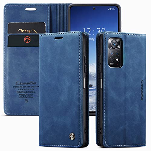 CaseMe Handyhülle für Xiaomi Redmi Note 11 Pro 5G/4G Hülle für Redmi Note 12 Pro 4G Premium Leder Klappbar Flip Case Tasche Magnet Kartenfach Schutzhülle für Redmi Note 11 Pro/Note 12 Pro 4G, Blau von CaseMe