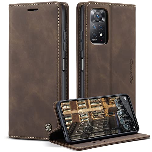 CaseMe Handyhülle für Xiaomi Redmi Note 11 Pro 5G/4G Hülle für Redmi Note 12 Pro 4G Premium Leder Klappbar Flip Case Tasche Magnet Kartenfach Schutzhülle für Redmi Note 11 Pro/Note 12 Pro 4G, Kaffee von CaseMe