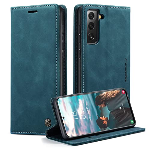 caseme Handyhülle für Samsung Galaxy S21 FE 5G Hülle (Nicht für Galaxy S21) Premium Leder Klappbar Flip Case Magnet Kartenfach Standfunktion Tasche Schutzhülle für Samsung S21 FE 5G (6.4'') - Blaugrün von CaseMe