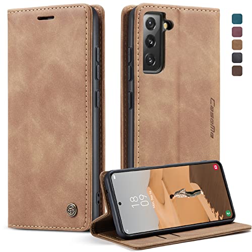 caseme Handyhülle für Samsung Galaxy S22 5G Hülle Premium Leder Klappbar Flip Case Magnet Kartenfach Standfunktion Tasche Schutzhülle für Samsung Galaxy S22 5G (6.1 Zoll) - Braun von CaseMe