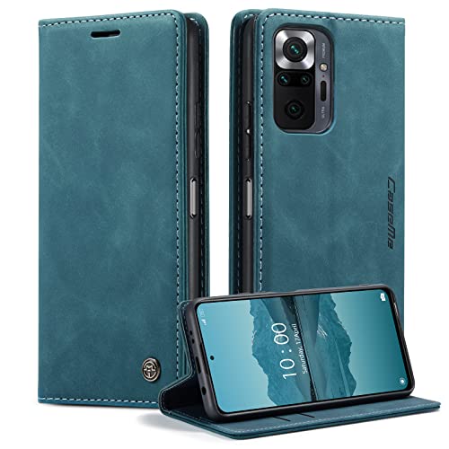 CaseMe Handyhülle für Xiaomi Redmi Note 10 Pro/Note 10 Pro Max Hülle Premium Leder Klappbar Flip Case Magnet Kartenfach Standfunktion Schutzhülle für Redmi Note 10 Pro/Note 10 Pro Max - Blaugrün von CaseMe