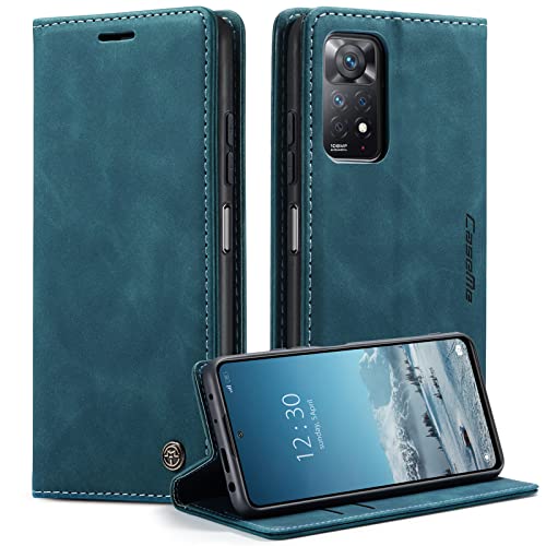 caseme Handyhülle für Xiaomi Redmi Note 11 Pro 5G/4G Hülle für Redmi Note 12 Pro 4G Premium Leder Klappbar Flip Case Tasche Magnet Kartenfach Schutzhülle für Redmi Note 11 Pro/Note 12 Pro 4G, Blaugrün von CaseMe