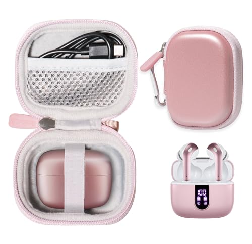 CaseSack Schutzhülle für TAGRY X08 Bluetooth-Kopfhörer, True Wireless Earbuds 60H, Netztasche für Ladekabel (Roségold) von CaseSack
