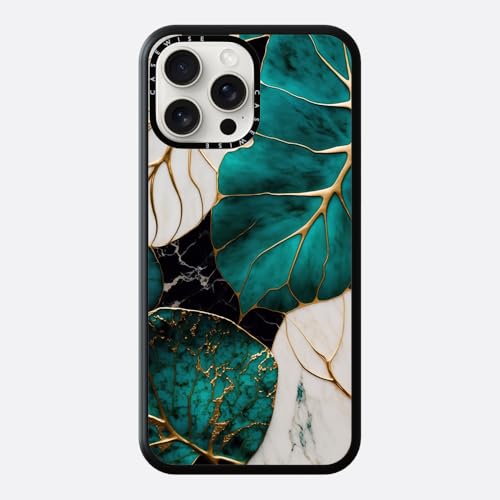 für iPhone 16 Pro Hülle mit dem Bild Abstraktes botanisches Kintsugi, Magnetische Handyhülle, Stilvolles Abstract-Design, Schwarz von CaseWise
