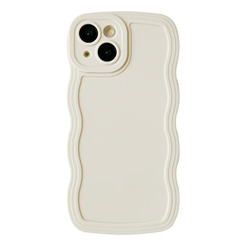 Caseative Einfarbiger gewellter Rahmen, weich, kompatibel mit iPhone-Hülle (Weiß, iPhone 13 Pro) von Caseative