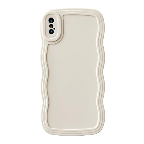 Caseative Einfarbiger gewellter Rahmen, weich, kompatibel mit iPhone-Hülle (Weiß, iPhone X/XS) von Caseative