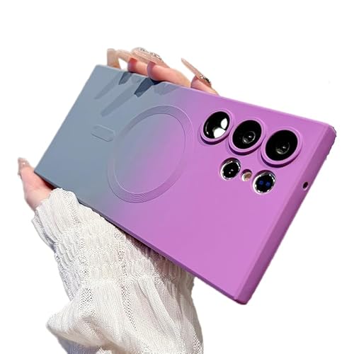 Caseative Schutzhülle für Samsung Galaxy S23 Ultra, rechteckiges Design, Farbverlauf, Kontrastfarbe, magnetisch, kompatibel mit kabellosem MagSafe Laden (Grauviolett, S23 Ultra) von Caseative