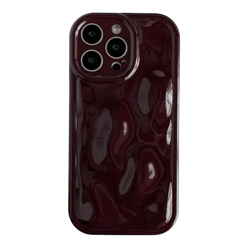 Caseative Schutzhülle für iPhone 16 Pro Max, Wasserwellen, Meteoritenblasen, verchromt, weich, kompatibel mit iPhone-Hülle (Weinrot, iPhone 16 Pro Max) von Caseative