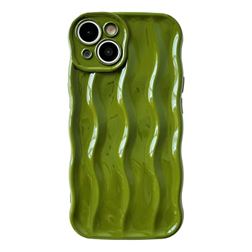 Caseative Wasser-Riffelmuster, lockiger Wellenrahmen, weich, kompatibel mit iPhone Hülle (grün, iPhone 14 Pro Max) von Caseative
