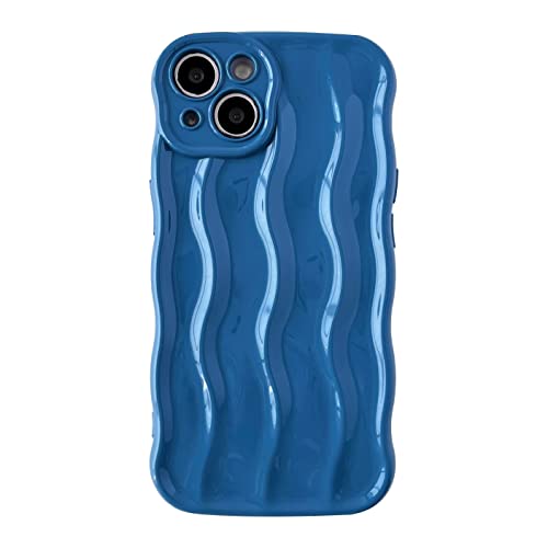 Caseative Wasser-Rippel-Muster, lockiger Wellenrahmen, weich, kompatibel mit iPhone-Hülle (blau, iPhone 11) von Caseative