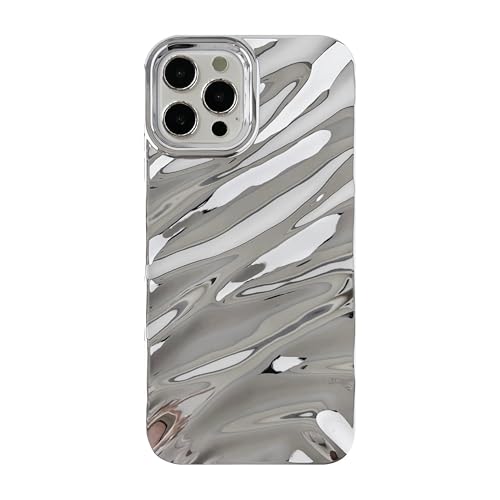 Caseative Wasserwelliges Muster, gelockt, Wellenform, weich, kompatibel mit iPhone-Hülle (iPhone 12 Pro, Silber) von Caseative