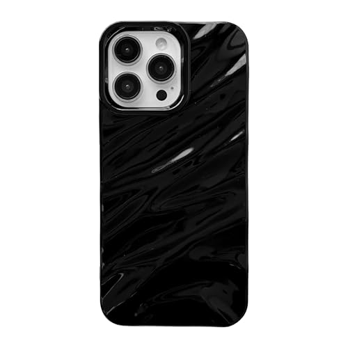 Caseative Wasserwelliges Muster, gelockt, Wellenform, weich, kompatibel mit iPhone-Hülle (iPhone 14 Pro Max, schwarz) von Caseative