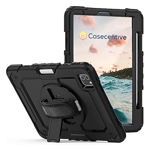 Casecentive Handstrap Pro Hardcase mit Griff iPad Pro 12.9" 2022 / 2021 / 2020 / 2018 schwarz von Casecentive