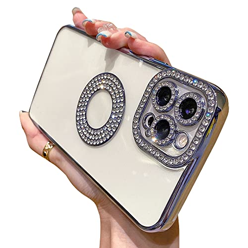 Casechics Schutzhülle für iPhone 12 Pro, luxuriös, glitzernd, Strass, Stoßfänger, Kameralinsenschutz, transparent, klar, weich, stoßfest, Blau von Casechics