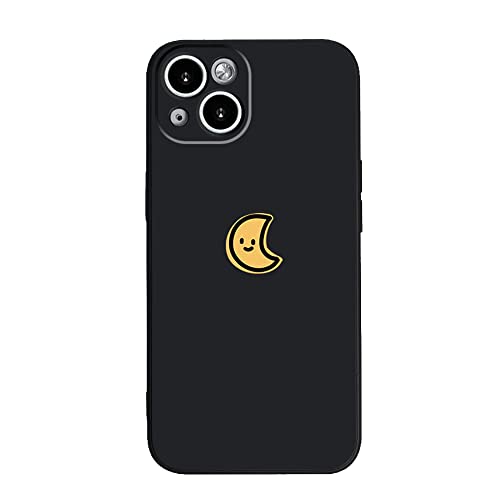 Casechics Kompatibel mit iPhone-Hülle, Silikon, niedliches Paar, passendes Cartoon-Sonne, Mond, Kameraobjektivschutz, weiche, stoßfeste Abdeckung, Handyhülle (Blackmoon, iPhone 13) von Casechics