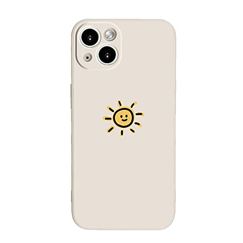 Casechics Kompatibel mit iPhone-Hülle, Silikon, niedliches Paar, passendes Cartoon-Sonne, Mond, Kameraobjektivschutz, weiche, stoßfeste Abdeckung, Handyhülle (Whitesun, iPhone 14) von Casechics