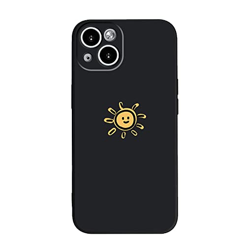 Casechics Kompatibel mit iPhone-Hülle, Silikon, niedliches Paar, passendes Cartoon-Sonne, Mond, Kameraobjektivschutz, weiche, stoßfeste Abdeckung (Blacksun, iPhone 14 Pro) von Casechics