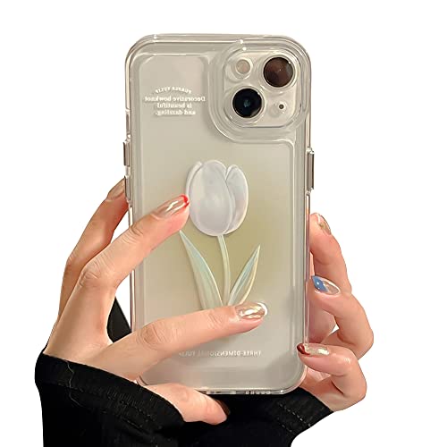 Casechics Kompatibel mit iPhone-Hülle, niedliche Tulpen, Rose, Blume, Kameralinsenschutz, transparent, weich, stoßfest, für Frauen und Mädchen (grün, iPhone Xr) von Casechics