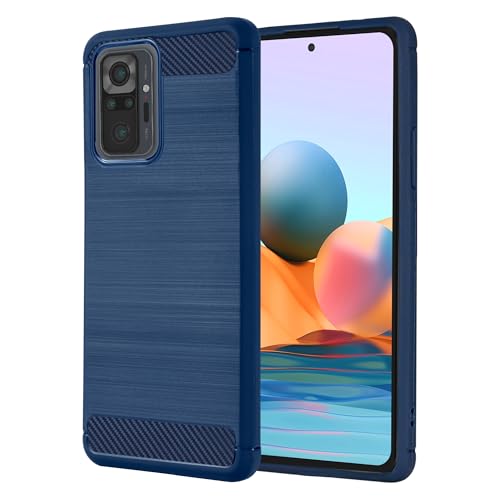 Casecious Kompatibel mit Xiaomi Redmi Note 10 Pro Kohlefaser Soft TPU gebürstete Linie Telefon Back Case Cover (blau) von Casecious