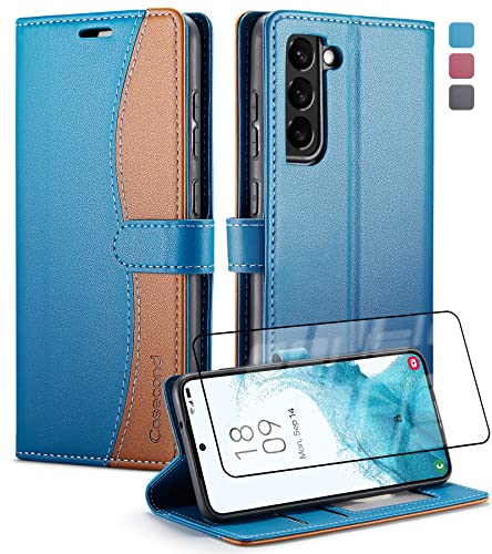Casecond Handyhülle für Samsung Galaxy S23 5G Hülle mit Schutzfolie Premium Leder Klappbar Flip Case Magnet Brieftasche Klapphülle Kartenfach RFID Schutzhülle Lederhülle Blau und Braun Casecond Handyhülle für Samsung Galaxy S23 5G Hülle mit Schutzfolie Premium Leder Klappbar Flip Case Magnet Brieftasche Klapphülle Kartenfach RFID Schutzhülle Lederhülle Blau und Braun von Casecond