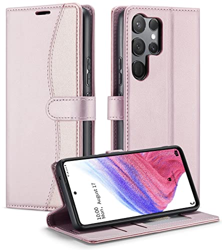 Casecond Handyhülle für Samsung Galaxy S23 Ultra 5G Hülle Premium Leder Klappbar Flip Case Wallet Magnet Magnetisch Kartenfach Klapphülle RFID Schutzhülle Brieftasche Lederhülle Rosa und Rose Gold Casecond Handyhülle für Samsung Galaxy S23 Ultra 5G Hülle Premium Leder Klappbar Flip Case Wallet Magnet Magnetisch Kartenfach Klapphülle RFID Schutzhülle Brieftasche Lederhülle Rosa und Rose Gold von Casecond