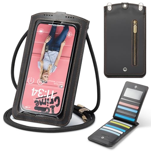 Casecond Handytasche zum Umhängen Geldbörse Universal Crossbody Handy Tasche Kleine Umhängetasche Damen mit Handykette Touchscreen Reißverschluss für iPhone 16 15 14 Samsung Xiaomi Bis zu 7.5" Schwarz Casecond Handytasche zum Umhängen Geldbörse Universal Crossbody Handy Tasche Kleine Umhängetasche Damen mit Handykette Touchscreen Reißverschluss für iPhone 16 15 14 Samsung Xiaomi Bis zu 7.5" Schwarz von Casecond